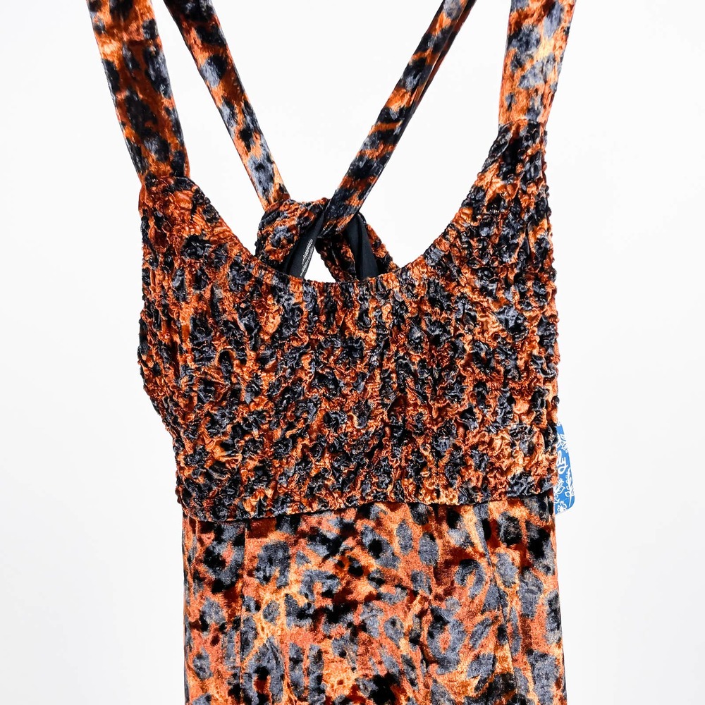 Free People Virgo Moon Mini Dress Leopard Cat Cheetah Print Velvet Velour Boho - Picture 3 of 8